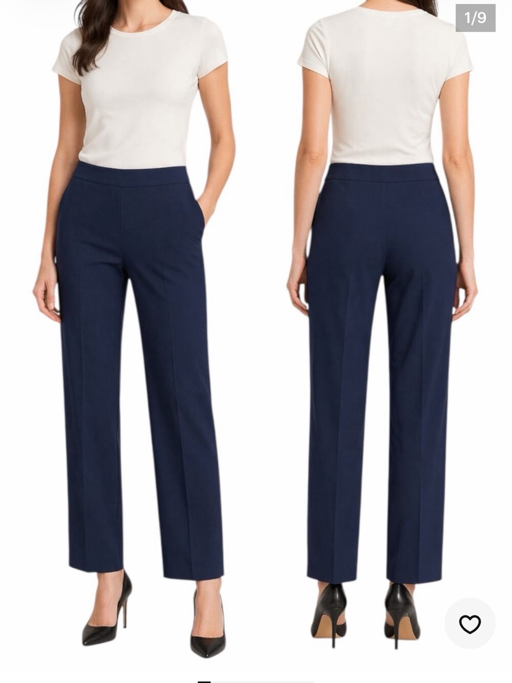 Lafayette 148 New York Navy wool Tailored Straight-Leg Pants 8 NWT
